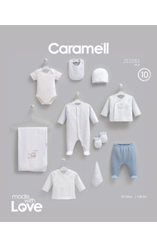 Caramell Mini Travel 10 Parça Hastane Çıkışı Zıbın Seti Mavi renkli Caramell Mini Travel 10 Parça Hastane Çıkışı Zıbın Seti Mavi renkli