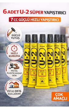 6 Adet U-2 Süper Yapıştırıcı 7 Cc Güçlü Hızlı Yapıştırıcı Çok Amaçlı Metal Plastik Ahşap Deri Yapıştırıcı 6 Adet U-2 Süper Yapıştırıcı 7 Cc Güçlü Hızlı Yapıştırıcı Çok Amaçlı Metal Plastik Ahşap Deri Yapıştırıcı