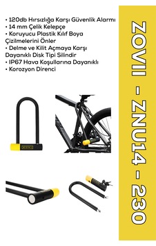 Znu14-230 Sarı 120 Db Alarmlı Motosiklet U Kilidi - 14 Mm Çelik, Korozyon Dirençli, Ip67 U Kilit Znu14-230 Sarı 120 Db Alarmlı Motosiklet U Kilidi - 14 Mm Çelik, Korozyon Dirençli, Ip67 U Kilit