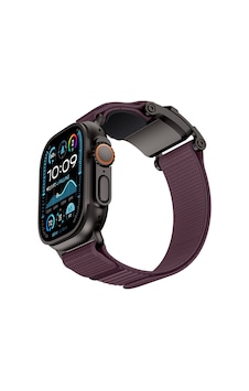 Watch 10 46mm Uyumlu Mohseven İwatch Mecha Sport Hasır Kordon Siyah-mor Watch 10 46mm Uyumlu Mohseven İwatch Mecha Sport Hasır Kordon Siyah-mor