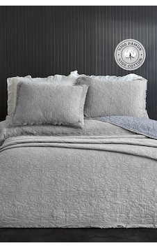 Evlen Home %100 Pamuk Çift Kişilik Özel Taş Yıkama Yatak Örtüsü Lüks Yumuşak Dayanıklı Modern Rabio Gri