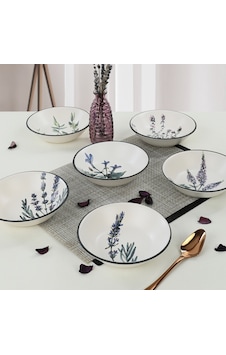 Keramika Çiçek Bahçesi Yemek Tabağı 18 cm 6 Adet Keramika Çiçek Bahçesi Yemek Tabağı 18 cm 6 Adet