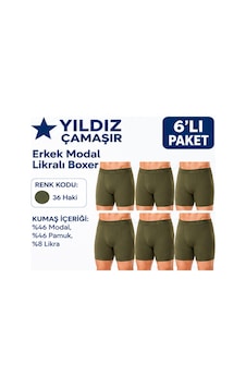 Yıldız Çamaşır Erkek Modal Likralı Boxer 36-37-38-39-40-41-42 - 6 Adet Haki Yıldız Çamaşır Erkek Modal Likralı Boxer 36-37-38-39-40-41-42 - 6 Adet Haki