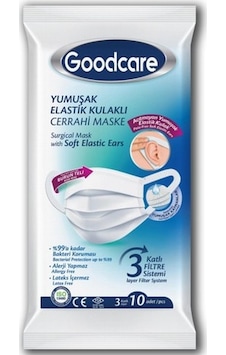 Good Care Goodcare Elastik Kulak Bantlı Cerrahi Telli Maske 10'Lu