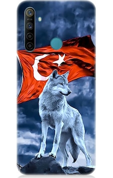 Realme 6i Uyumlu Silikon Kılıf Kurt Göktürk Ve Bayrak