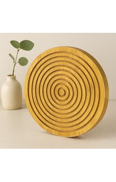 Ahşap Bambu Sunum Tepsisi 28 Cm - Çift Taraflı Altın Ahşap Bambu Sunum Tepsisi 28 Cm - Çift Taraflı Altın