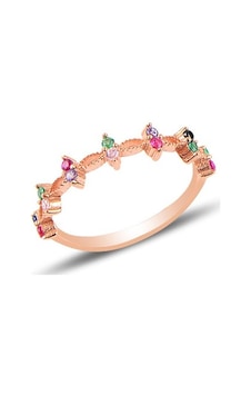 Gümüş Rose Mix Taşlı Crown Yüzük Gümüş Rose Mix Taşlı Crown Yüzük