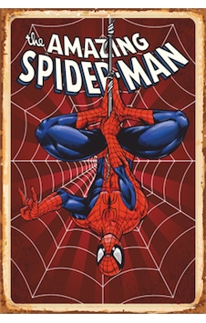 spiderman süper kahramanlar retro ahşap poster