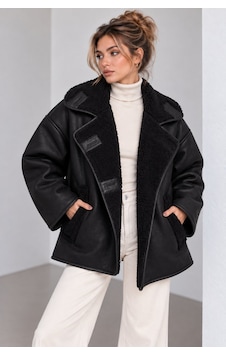 Lima Siyah Kadın Oversize Peluş Detaylı Süet Mont Kürk Yakalı Kışlık Ceket Lima Siyah Kadın Oversize Peluş Detaylı Süet Mont Kürk Yakalı Kışlık Ceket