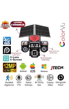 Avenir Av-s446 3mp+3mp+3mp+3mp 12mp Aov Esim 4g Solar 4 Kameralı 3 Lens Ptz Akıllı Kamera