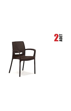 2 Adet Rattan Kollu Kahve Sandalye Balkon Bahçe Teras Kahve 2 Adet Rattan Kollu Kahve Sandalye Balkon Bahçe Teras Kahve