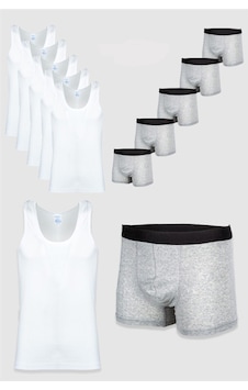 Nacar Store 5'li Erkek Pamuklu Likralı Atlet Boxer Takımı Gri Nacar Store 5'li Erkek Pamuklu Likralı Atlet Boxer Takımı Gri