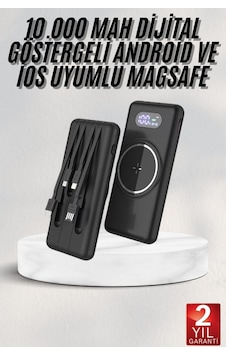 Wireless Powerbank 10000 Mah Led Ekranlı Dahili Kablolu Hızlı Şarj Altın Wireless Powerbank 10000 Mah Led Ekranlı Dahili Kablolu Hızlı Şarj Altın
