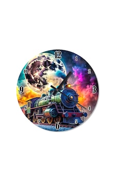 Tren Ve Ay Baskılı Duvar Saati Tren Ve Ay Baskılı Duvar Saati
