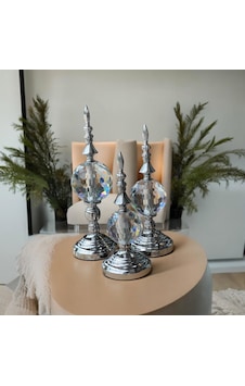 Chacha Home 3'lü Petek Desen Cam Küreli Dekoratif Obje Seti Lüks Salon Masası Konsol Aksesuarı Gümüş Chacha Home 3'lü Petek Desen Cam Küreli Dekoratif Obje Seti Lüks Salon Masası Konsol Aksesuarı Gümüş