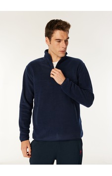 Jeep Lacivert Erkek Dik Relaxed Düz Polar Sweatshırt C4wm-swt4201