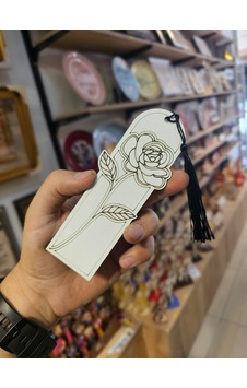 Gül Desenli Ahşap Kitap Ayracı