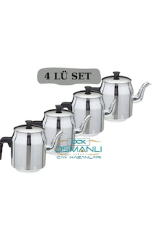 Osmanlı 4 Adet Çelik Demlik Kahveci Demliği İnox
