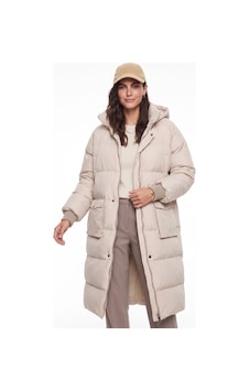 Onloox Kadın Bej Bej Polyester Kumaş Gizli Kapüşonlu Uzun Astarlı Büyük Cep Detaylı Şişme Mont Onloox Kadın Bej Bej Polyester Kumaş Gizli Kapüşonlu Uzun Astarlı Büyük Cep Detaylı Şişme Mont