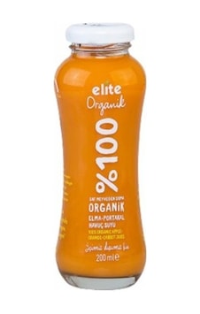 Elite %100 Organik Elma Portakal Havuç Suyu 200 ML Elite %100 Organik Elma Portakal Havuç Suyu 200 ML