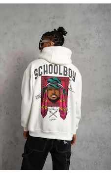 Vexor Erkek School Boy Baskılı Kapüşonlu Sweat - Beyaz Vexor Erkek School Boy Baskılı Kapüşonlu Sweat - Beyaz