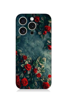Apple Uyumlu iPhone 15 Pro Kırmızı Güller Desenli Silikon Kılıf Silikon Apple Uyumlu iPhone 15 Pro Kırmızı Güller Desenli Silikon Kılıf Silikon