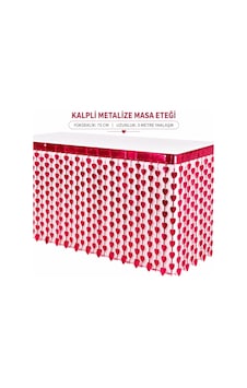 Kalpli Metalize Masa Eteği Kırmızı 75x300 Cm " Kalpli Metalize Masa Eteği Kırmızı 75x300 Cm "