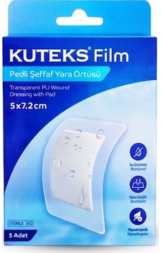 Kuteks Film Pedli Şeffaf Yara Örtüsü 5x7,2 Cm 5li Kutu Kuteks Film Pedli Şeffaf Yara Örtüsü 5x7,2 Cm 5li Kutu