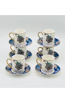 Tekbir Vintage Osmanlı Motifli Porselen Kahve Fincan Takımı Tekbir Vintage Osmanlı Motifli Porselen Kahve Fincan Takımı