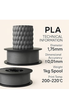 Pla+ Filament 1.75mm 1 Kg Gri