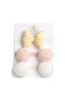 Kız Bebek Fiyonklu & Ponponlu Bandana - Saç Bandı 3'lü Set Ekru-pembe-sarı Çizgili Ekru-pembe-sarı Çizgili Kız Bebek Fiyonklu & Ponponlu Bandana - Saç Bandı 3'lü Set Ekru-pembe-sarı Çizgili Ekru-pembe-sarı Çizgili