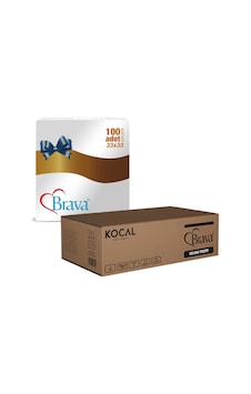 Brava 1/8 Garson Katlama Peçete 33x33 Cm Beyaz 2 Katlı Kenar Desenli, 100 Lü 12 Li Koli