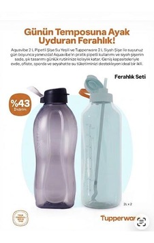 Tupperware Aqua Vipe 2 Lt Şişe Pipetli Ve 2 Lt Siyah Şişe Bej - Yeşil Tupperware Aqua Vipe 2 Lt Şişe Pipetli Ve 2 Lt Siyah Şişe Bej - Yeşil