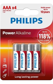 Philips Power Alkaline Aaa Lr03 1.5v İnce Kalem Pil 4'lü Paket Lr03p4b/10 Philips Power Alkaline Aaa Lr03 1.5v İnce Kalem Pil 4'lü Paket Lr03p4b/10
