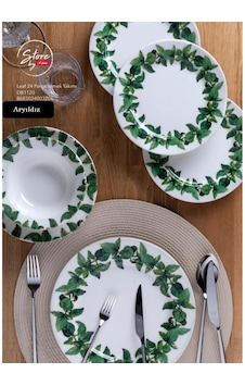 Aryıldız Porselen Leaf 24 Parça 6 Kişilik Yemek Takımı Renkli