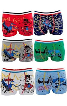 Shopiolog Erkek Çocuk Pamuklu Desenli Boxer 6 Adet