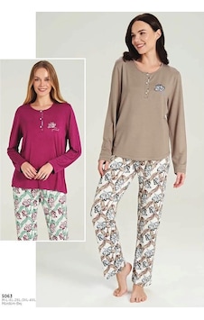 Feyza 5063 Uzun Kol Pijama Takımı Bej Feyza 5063 Uzun Kol Pijama Takımı Bej