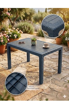 Evko Mobilya Rattan 80x140 Masa, Plastik Masa, Bahçe Balkon Teras Masası, Kare Masa, Dış Mekan Masası Antrasit Evko Mobilya Rattan 80x140 Masa, Plastik Masa, Bahçe Balkon Teras Masası, Kare Masa, Dış Mekan Masası Antrasit