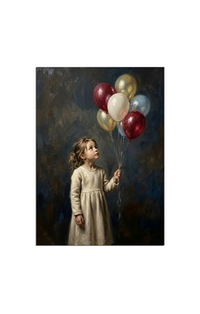Balonlu Küçük Kız Hüzünlü Tablo Dekoratif Kanvas - Mdf Ahşap Tablo Çok Renkli Balonlu Küçük Kız Hüzünlü Tablo Dekoratif Kanvas - Mdf Ahşap Tablo Çok Renkli