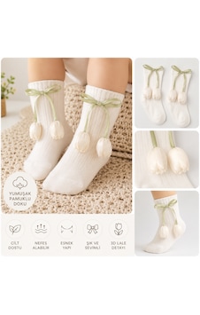 Cantoy Kız Bebek Lale Detaylı Pamuklu Soket Çorap Premium Kalite 0/18 Ay Beyaz Cantoy Kız Bebek Lale Detaylı Pamuklu Soket Çorap Premium Kalite 0/18 Ay Beyaz