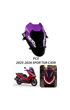 Honda Pcx Uyumlu Çift Katlı Spor Tur Camı Şeffaf 2025-2026 Mor Honda Pcx Uyumlu Çift Katlı Spor Tur Camı Şeffaf 2025-2026 Mor