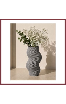 Storeşahin 3d Baskı Dalgalı Dekoratif Vazo - Modern Masaüstü Ve Ev Dekorasyon Objesi-gri Shn0720 Storeşahin 3d Baskı Dalgalı Dekoratif Vazo - Modern Masaüstü Ve Ev Dekorasyon Objesi-gri Shn0720