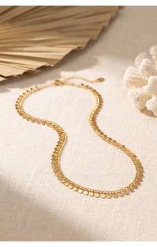 Gold Renk Pul Model 60 Cm Kadın Kolye Beyaz Gold Renk Pul Model 60 Cm Kadın Kolye Beyaz