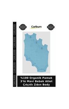 Carlburn Delux Serisi %100 Organik Pamuk 3'lü Mavi Bebek Atlet Çıtçıtlı Zıbın Body Yenidoğan Unisex Desensiz Carlburn Delux Serisi %100 Organik Pamuk 3'lü Mavi Bebek Atlet Çıtçıtlı Zıbın Body Yenidoğan Unisex Desensiz