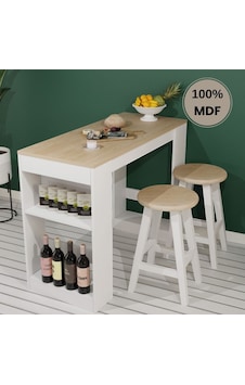 Çok Amaçlı Mdf Bar Mutfak Masası Tabure Dahil Değildir Beyaz - Meşe Çok Amaçlı Mdf Bar Mutfak Masası Tabure Dahil Değildir Beyaz - Meşe