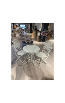 Esterhomedecor Ferforje Masa Ve 2 Sandalye Beyaz - 655167101 Beyaz - 655167101 Beyaz