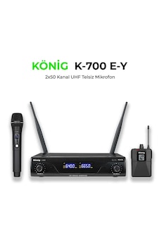 König K-700 Uhf 2x50 Kanal 1el+1yaka Kablosuz Mikrofon König K-700 Uhf 2x50 Kanal 1el+1yaka Kablosuz Mikrofon
