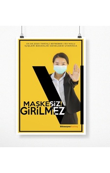 Kişiye Özel Logolu Maskesiz Girilmez Afiş Poster (50 X 70 Cm.) 1 Kişiye Özel Logolu Maskesiz Girilmez Afiş Poster (50 X 70 Cm.) 1