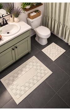 Sakura Sk014a Doğal Pamuk 2'li Banyo Paspas Seti 60x100 60x50cm Kaymaz Taban Makinada Yıkanabilir Kemik Sakura Sk014a Doğal Pamuk 2'li Banyo Paspas Seti 60x100 60x50cm Kaymaz Taban Makinada Yıkanabilir Kemik