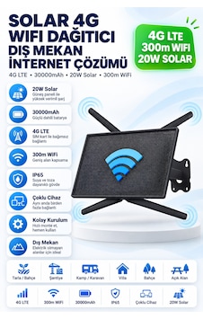 Solar 4g Lte Wifi Dağıtıcı Router 20w Güneş Paneli, 30.000mah Batarya 300m Kapsama Solar 4g Lte Wifi Dağıtıcı Router 20w Güneş Paneli, 30.000mah Batarya 300m Kapsama